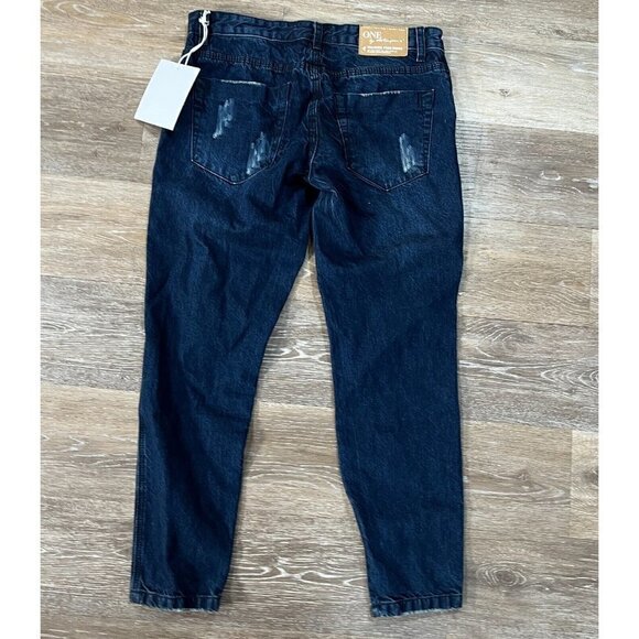 One Teaspoon Sz 27 Trashed Freebirds Crop Denim Jeans Skinny Dark Blue Women NWT - Picture 4 of 11